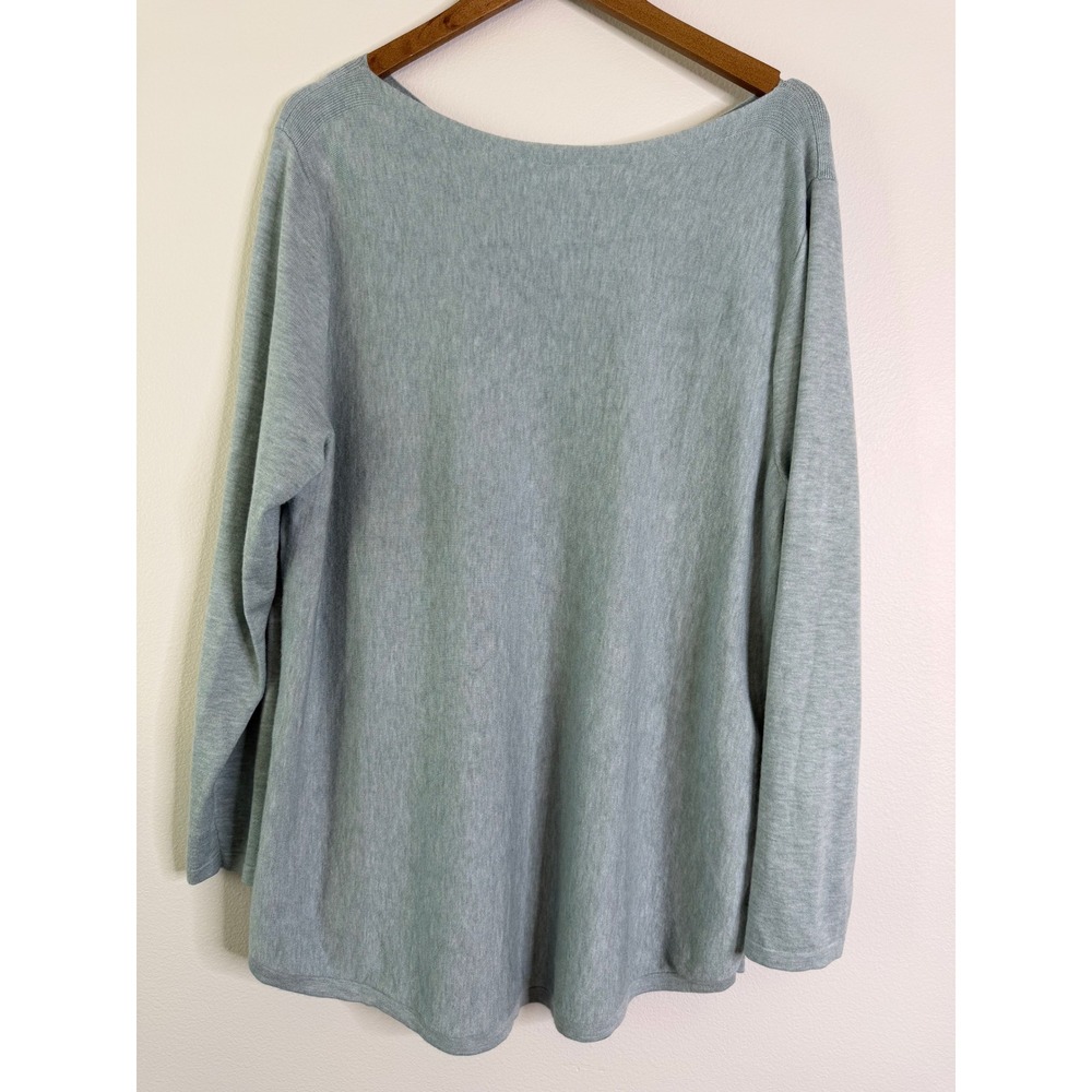 Chico's Seafoam Green Heathered Knit Tunic Top 3/4 Sleeve Boat Neck Size 3 XL - Picture 3 of 7